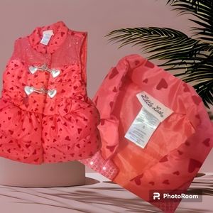 Girls size 5 pink hearts zip up vest NWOT